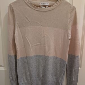 Nanette Lepore Colorblock Sweater in Cream, Pink, and Gray
